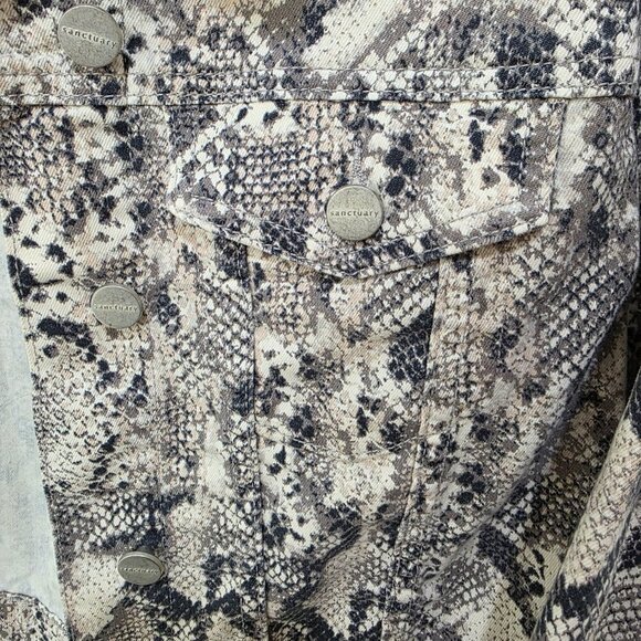 Sanctuary Women’s Snake Print Cropped Jacket – Size S – Animal Print Denim Style - Picture 3 of 12